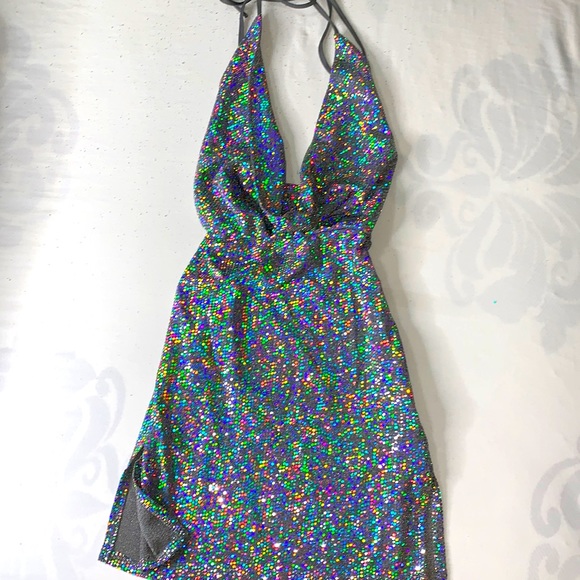 Silver Sequins Mini Dress - Picture 1 of 4